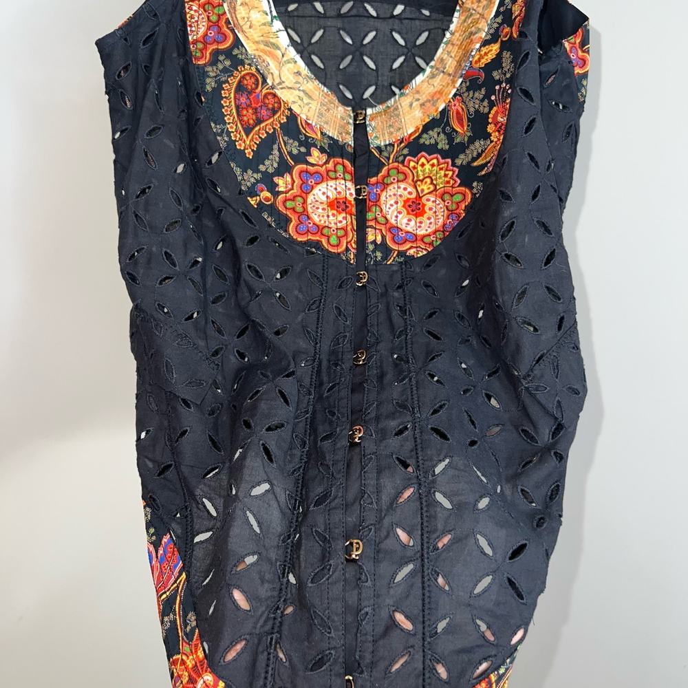 Roberto Cavalli Sequined Patchwork High Low Top S… - image 6